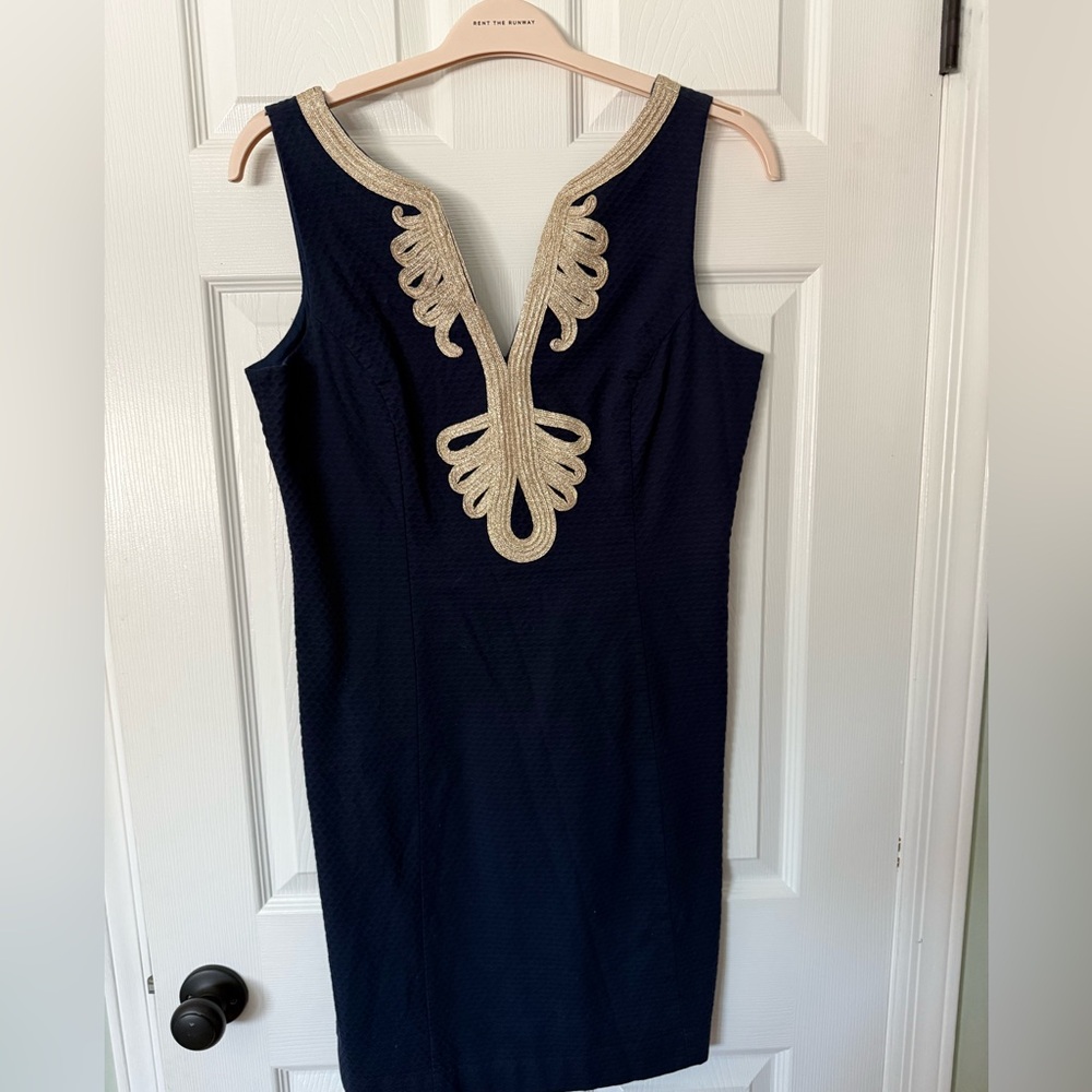 Lilly Pulitzer Navy Dress with Gold Accents